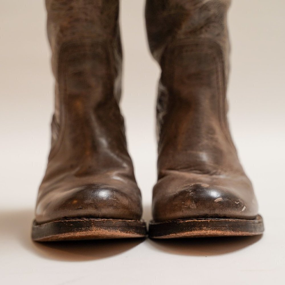 Frye Tall Jane Cuff Leather Riding Motorcycle Boots - Picture 7 of 13